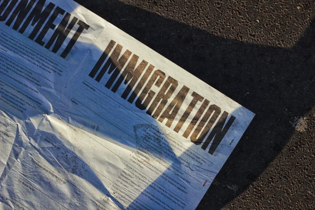 Political propaganda paper lying on the Westminster Bridge, London.